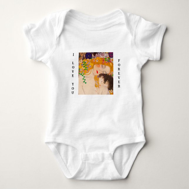 Body Para Bebê Gustav Klimt - Mãe e Filho  (Frente)