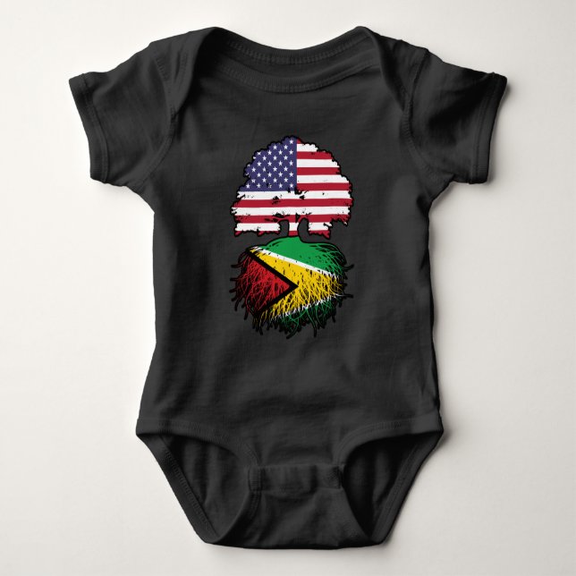 Body Para Bebê Guyana Guyanese American Tree Roots Flag (Frente)