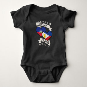 Body Para Bebê Haitian Filipino Heart Flags Haiti Filipinas