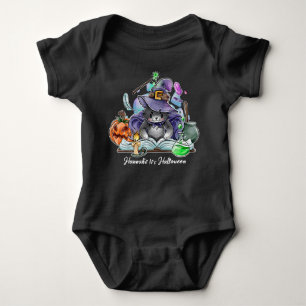 Body Para Bebê Halloween Baby Cute Cat Witch Nome Personalizado