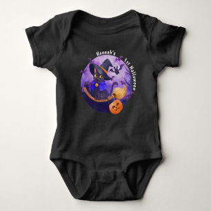 Body Para Bebê Halloween Baby Cute Cat Witch Nome Personalizado
