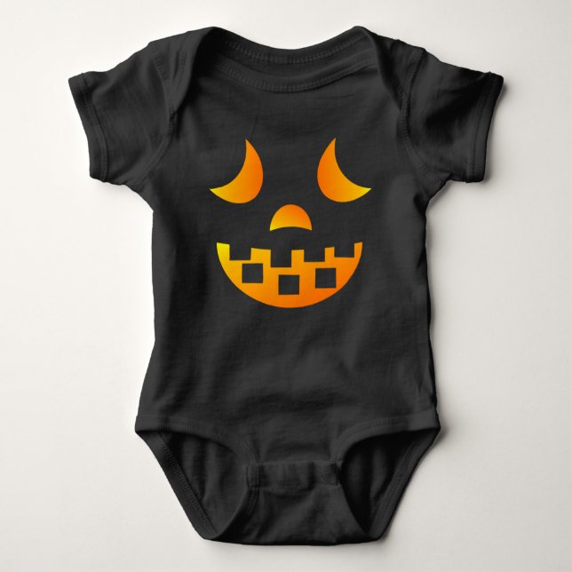 Body Para Bebê Halloween Jack-o'-lanterna Face Bebê Bodyfato (Frente)