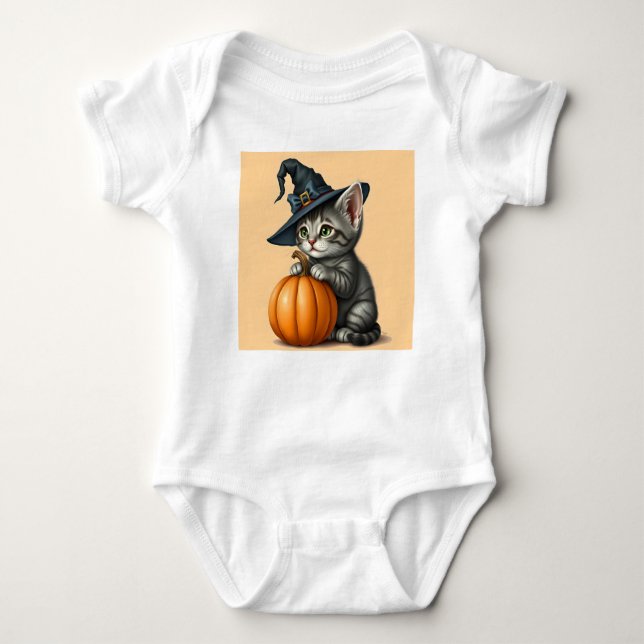 Body Para Bebê Halloween Kitty Witch, Kitten Witch, Halloween Cat (Frente)