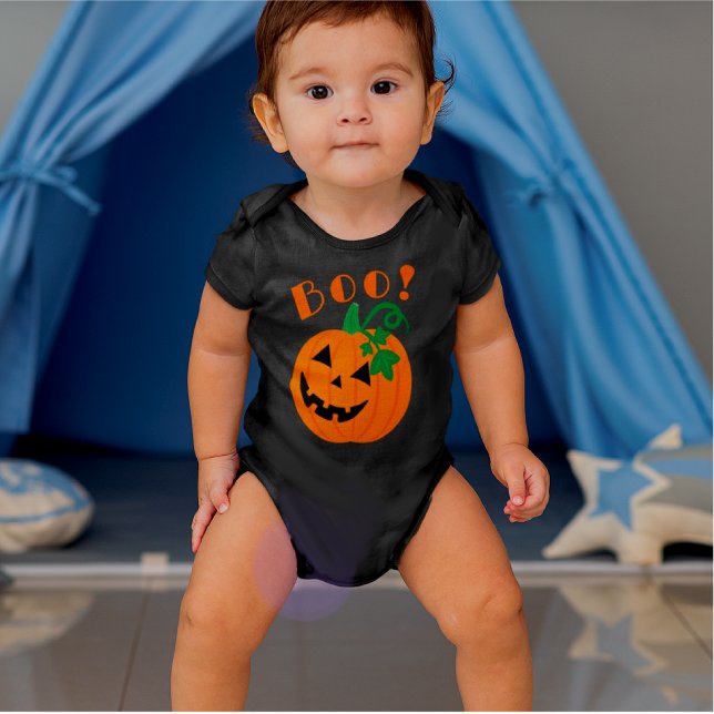 Body Para Bebê Halloween Personalizado Jack O Lantern Boo (Lots of styles and sizes available! Personalize it!)