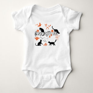 Body Para Bebê "Halloween Spooky and Scary Cats" Tocando Música