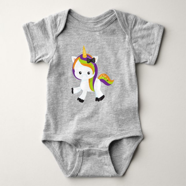 Body Para Bebê Halloween Unicorn, Cute Unicorn, Magic Unicorn (Frente)