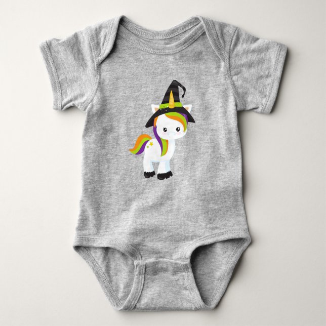 Body Para Bebê Halloween Unicorn, Cute Unicorn, Witold Hat, Estre (Frente)