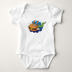 Body Para Bebê Hambúrguer Cartoon Criativo Foguete Espacial Ilust
