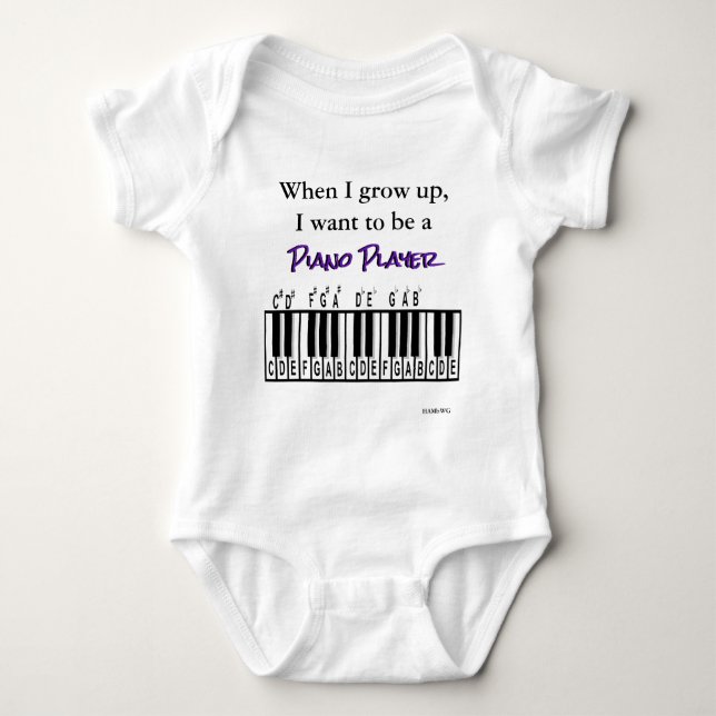 Body Para Bebê HAMbyWG - Romper, T-shirt, Snap T - Piano Player (Frente)