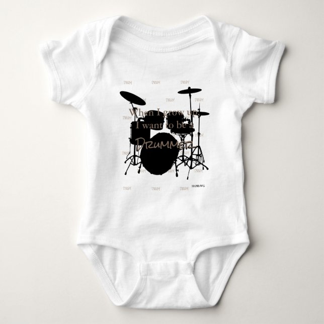 Body Para Bebê HAMbyWG - Romper, T-shirt, Snap T -  Tema de Bater (Frente)