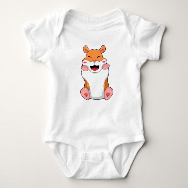 Body Para Bebê Hamster com Cheeks vermelho (Frente)