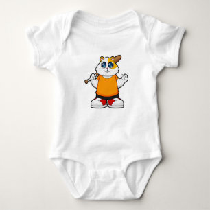 Body Para Bebê Hamster no Baseball com Baco de Baseball