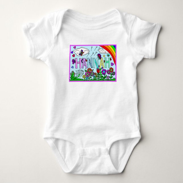Body Para Bebê Hanna Flowers Whimsical, Rainbow to (Frente)