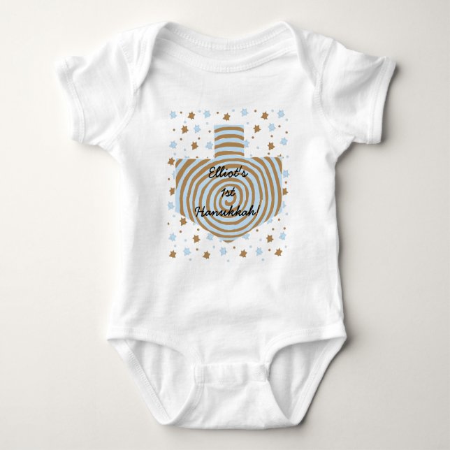 Body Para Bebê Hanukkah Baby Jersey Bodysuit personalizado. (Frente)