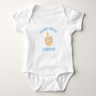 Body Para Bebê Hanukkah, campeão do Dreidel em azul e branco
