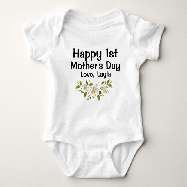 Body Para Bebê Happy 1st Mothers Day Shirt (Frente)