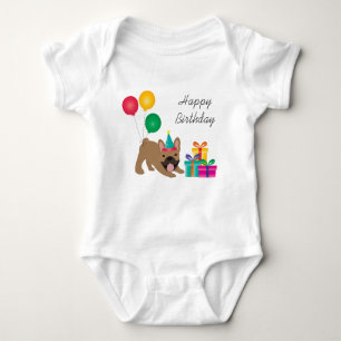 Body Para Bebê Happy Birthday French Bulldog Colorful