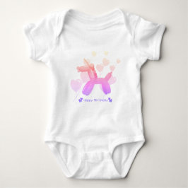 Body Para Bebê Happy Birthday! Unicorn in pastel gradient colors.