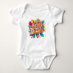 Body Para Bebê Happy Diwali com fundo colorido