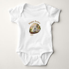 Body Para Bebê Happy Easter white bunny year photo family name 