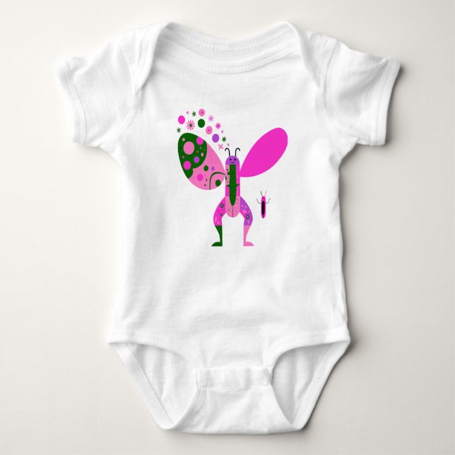 Body Para Bebê Happy Flower Butterfly Illustration (Frente)