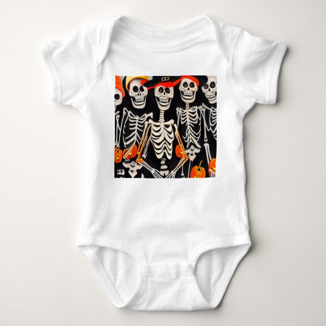 Body Para Bebê Happy Halloween Skeletons (Frente)