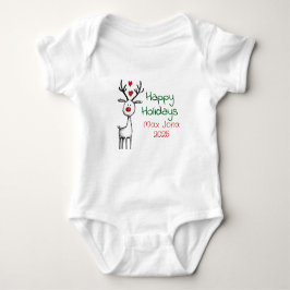 Body Para Bebê Happy Holidays 2025, Reindeer, Personalized 