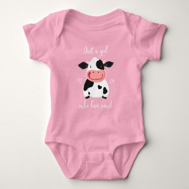 Body Para Bebê Happy Little Holstein Apenas Uma Menina Que Ama Va (Frente)