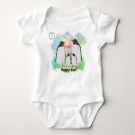 Body Para Bebê Happy penguin family with colorful balloons