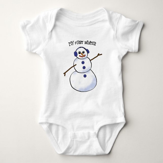 Body Para Bebê Happy Snowman Meu Primeiro Inverno (Frente)