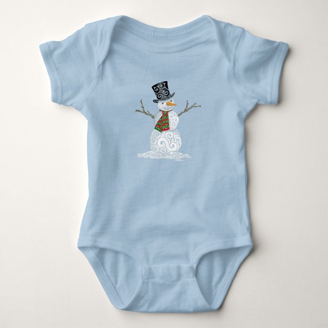 Body Para Bebê Happy Swirly Snowman (Frente)