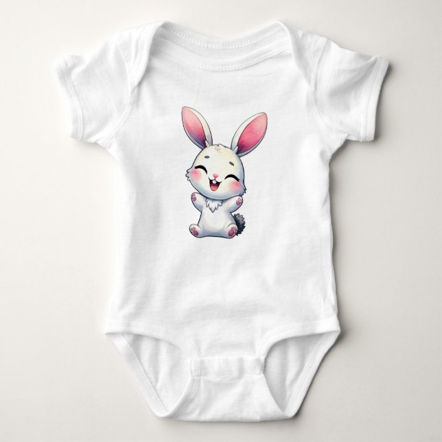 Body Para Bebê Happy Watercolor Bunny (Frente)
