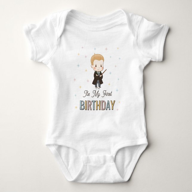 Body Para Bebê Harry Potter Chibi Draco Malfoy Wizard Birthday (Frente)