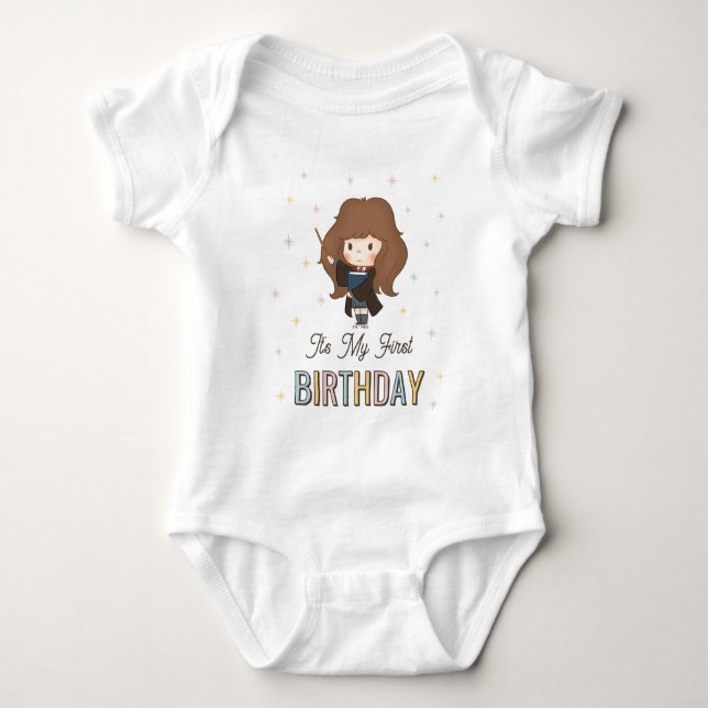 Body Para Bebê Harry Potter Chibi Hermione Wizard Birthday (Frente)