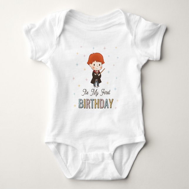 Body Para Bebê Harry Potter Chibi Ron Weasley Wizard Birthday (Frente)