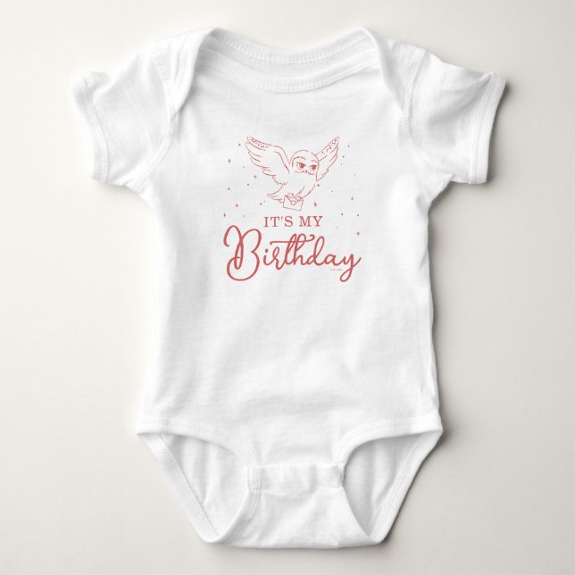 Body Para Bebê Harry Potter Hedwig Pink Magical Birthday (Frente)