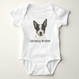 Body Para Bebê Heeler de Cattledog Preto e Branco Personalizável