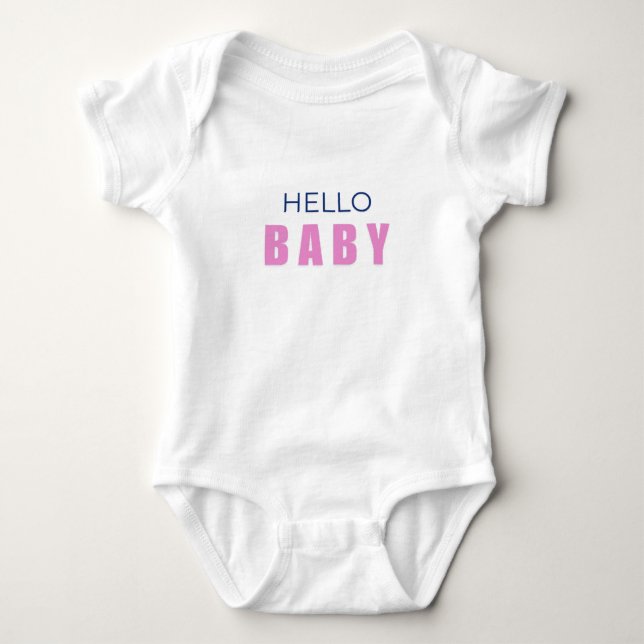 Body Para Bebê Hello Baby Minimal Girl Bodysuit (Frente)