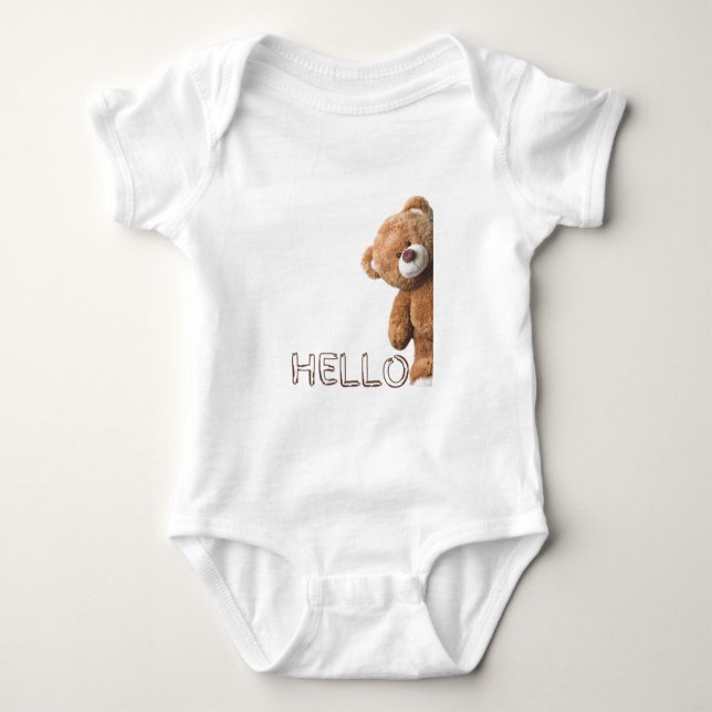 Body Para Bebê Hello Cute Brown Teddy Bear     (Frente)