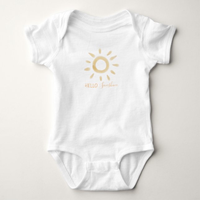 Body Para Bebê "Hello Sunshine" Watercolor Sun (Frente)