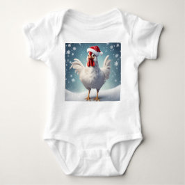 Body Para Bebê Hen de Natal com Neve, Holiday Hen, Natal