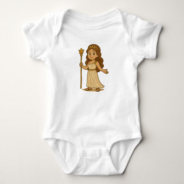 Body Para Bebê Hera de desenho animado fofo – Deusa grega do Olim (Frente)