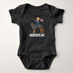 Body Para Bebê Herói Americano Trump Merica Rottweiler