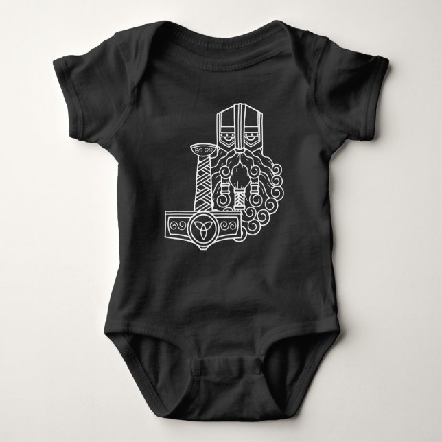 Body Para Bebê Hethen Norse Pagan Asatru Viking Thor Black (Frente)