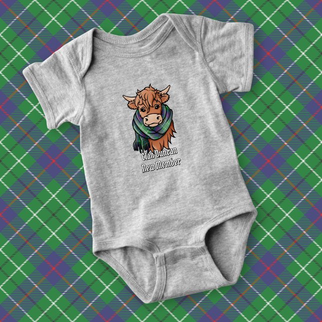 Body Para Bebê Highland Cow with Duncan Tartan Scarf (Criador carregado)