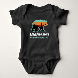 Body Para Bebê Highlands North Carolina NC Bear Retro Vintage