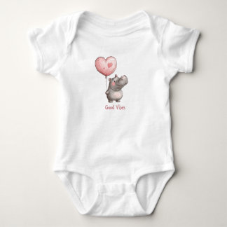 Body Para Bebê Hipopótamo Feliz Bons Pressentimentos Balão Coraçã