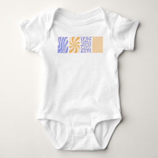 Body Para Bebê Hippie 70s posters em estilo groovy (Frente)
