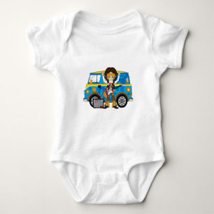 Body Para Bebê Hippie Boy com Guitarra e Camper Van