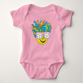 Body Para Bebê Hippie Caracter Funny Happy Pink Retro Groovy